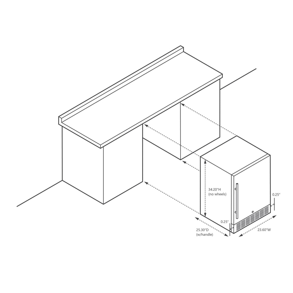 Newair 24” Built-in 160 Can Outdoor Beverage Fridge in Weatherproof Stainless Steel with Auto-Closing Door and Easy Glide Casters