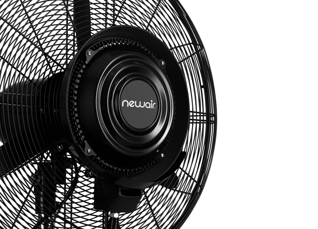 Newair 24” Pedestal Misting Fan with 8700 CFM of Power, Adjustable Mist Settings, Water Tank and 3 Fan Speeds, Perfect for the Patio, Back Yard, or Outdoor Dining Space