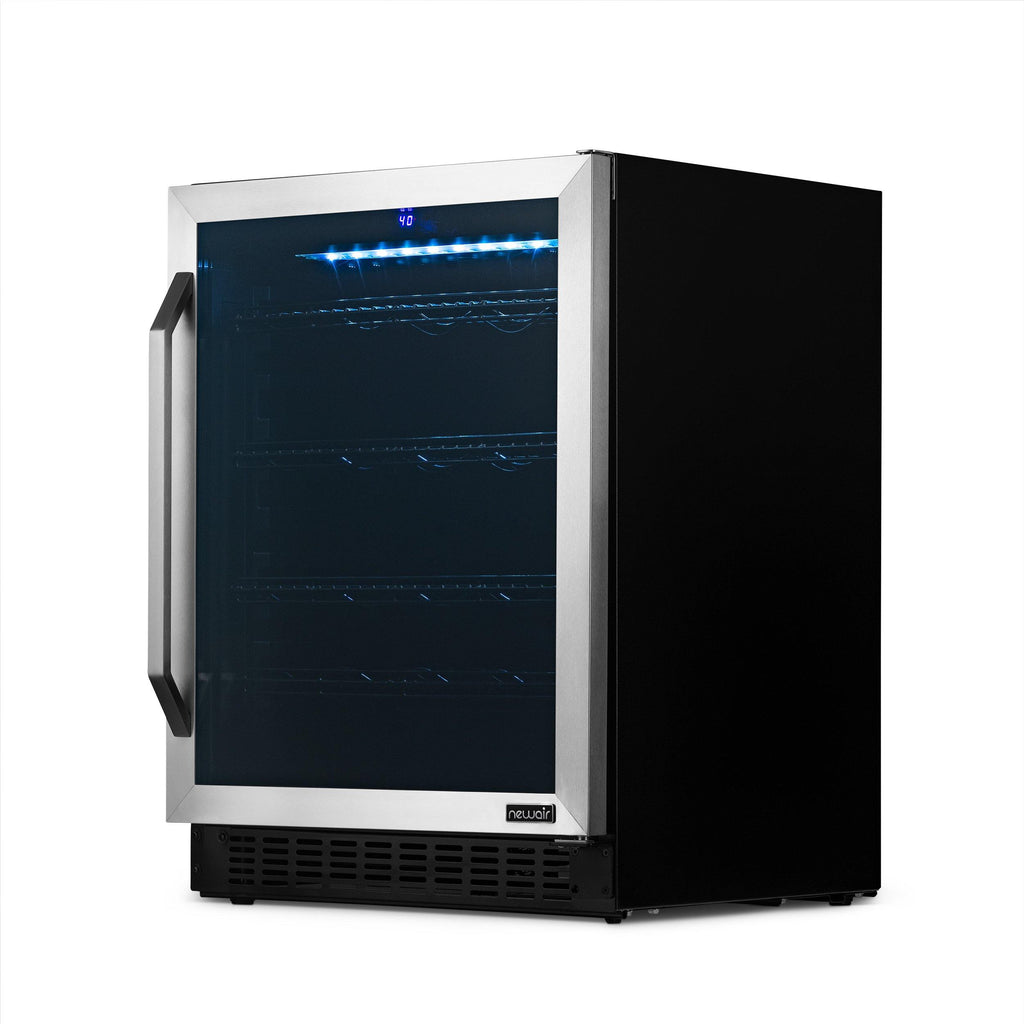 Newair FlipShelf™ 24" 162 Can or 54 Bottle, Built-in or Freestanding Wine and Beverage Fridge with Reversible Shelves