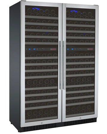 Allavino 47" Wide FlexCount II Tru-Vino 344 Bottle Four-Zone Stainless Steel Side-by-Side Wine Refrigerator