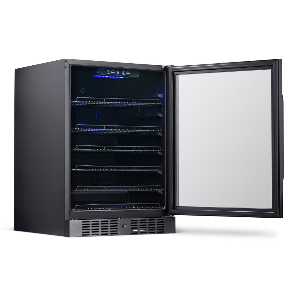 Newair 24” Built-in 177 Can Beverage Fridge in Black Stainless Steel