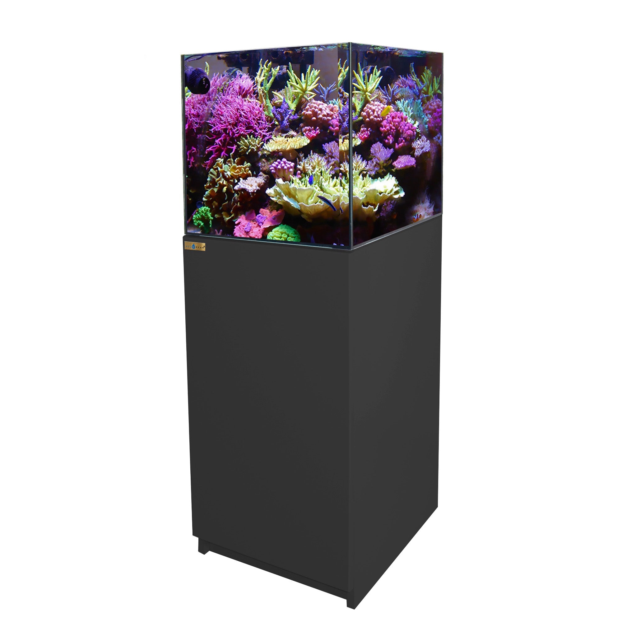 Aqua Dream 63 Gallon Coral Reef Aquarium Tank with Ultra Clear Glass and Built in Sump All Black REEF-600-BK
