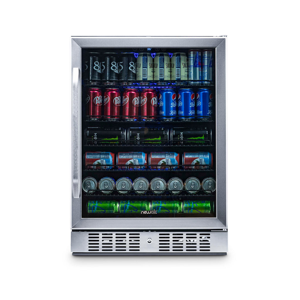 Newair 24” Built-in 177 Can Beverage Fridge in Stainless Steel