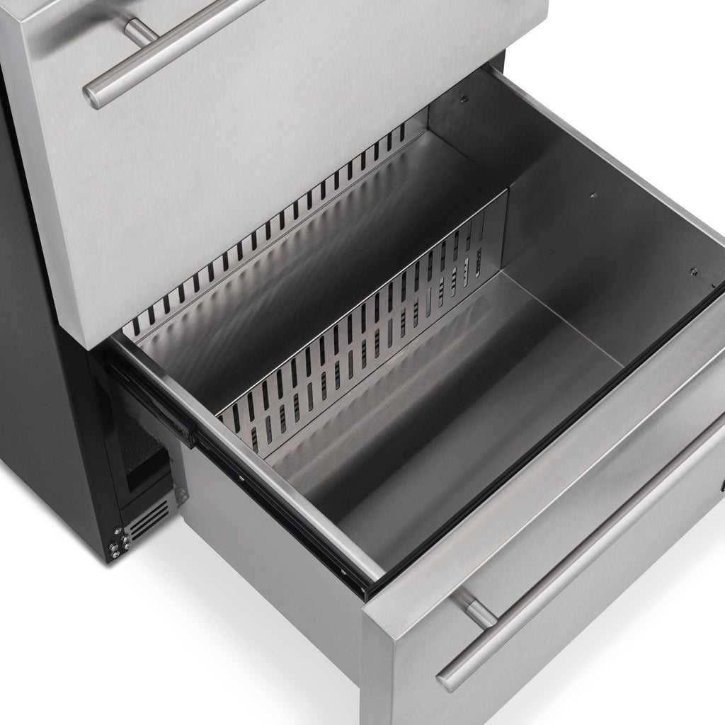 Newair 24” Outdoor Wine and Beverage Dual Drawer Fridge, 20 Bottle and 80 Can Capacity Built-in or Freestanding