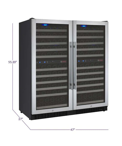 Allavino 47" Wide FlexCount II Tru-Vino 242 Bottle Four Zone Stainless Steel Side-by-Side Wine Refrigerator