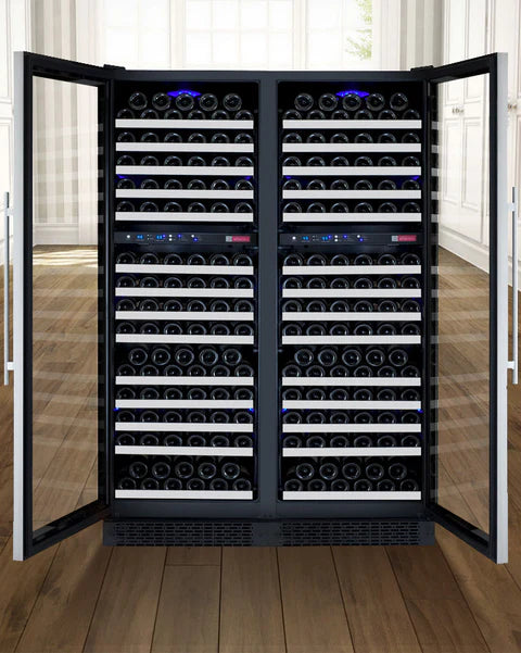 Allavino 47" Wide FlexCount II Tru-Vino 344 Bottle Four-Zone Stainless Steel Side-by-Side Wine Refrigerator
