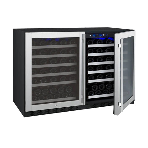 Allavino 47" Wide FlexCount II Tru-Vino 112 Bottle Dual-Zone Stainless Steel Side-by-Side Wine Refrigerator