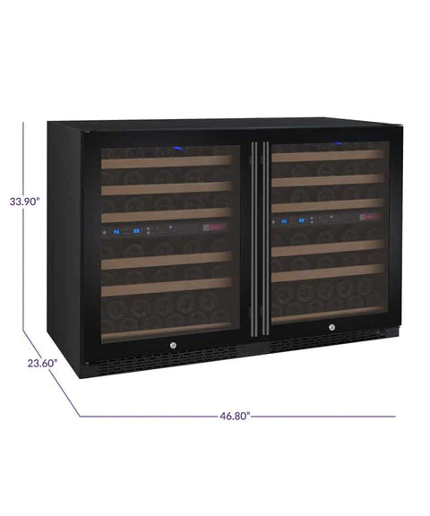 Allavino 47" Wide FlexCount II Tru-Vino 112 Bottle Four Zone Black Side-by-Side Wine Refrigerator