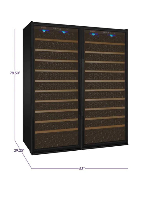 Allavino 63" Wide Vite II Tru-Vino 554 Bottle Dual Zone Black Side-by-Side Wine Refrigerator