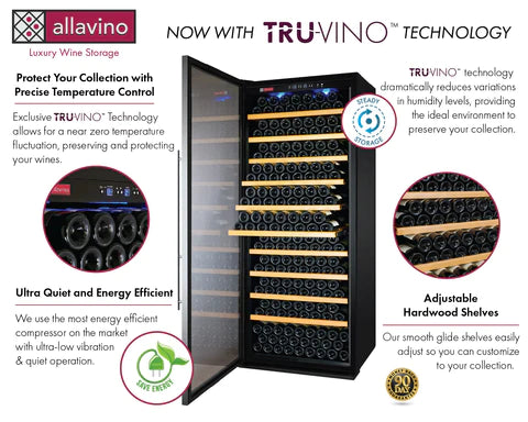 Allavino 63" Wide Vite II Tru-Vino 554 Bottle Dual Zone Stainless Steel Side-by-Side Wine Refrigerator