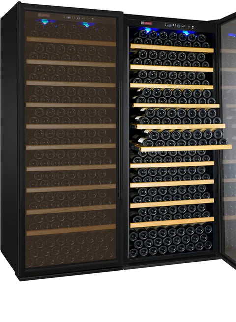 Allavino 63" Wide Vite II Tru-Vino 554 Bottle Dual Zone Black Side-by-Side Wine Refrigerator
