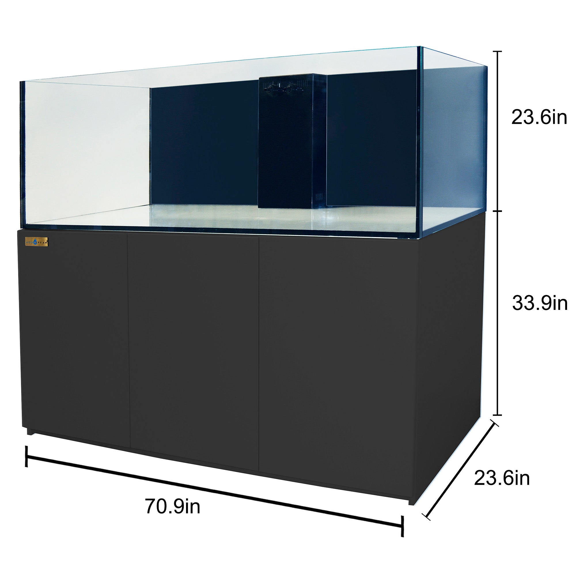 Aqua Dream 220 Gallon Coral Reef Aquarium Tank with Ultra Clear Glass and Built in Sump All Black REEF-1800-BK