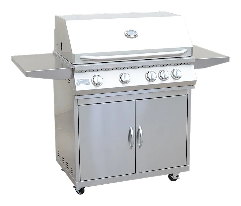 Kokomo Grills 4 Burner 32 Inch Cart Model BBQ Grill With Locking Casters 304 Stainless Steel KO-BAK4BG+KO-BAK4BG-C