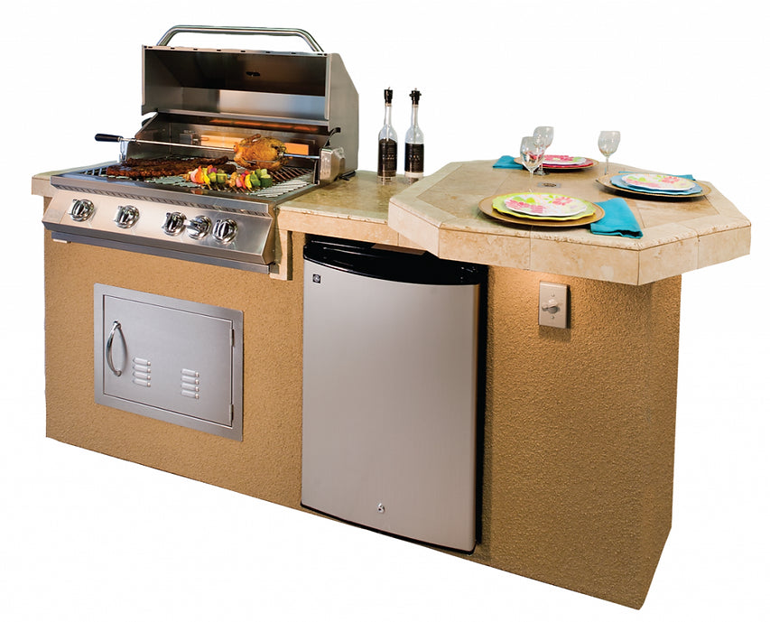 Kokomo Grills Poly 7'6" BBQ Island with Octagon Bar on Three Sides and Built In BBQ Grill POLY-NG