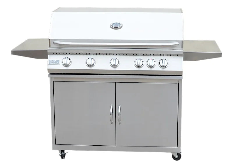 Kokomo Grills 5 Burner 40 Inch Cart Model BBQ Grill With Locking Casters 304 Stainless Steel KO-BAK5BG+KO-BAK5BGC-NG