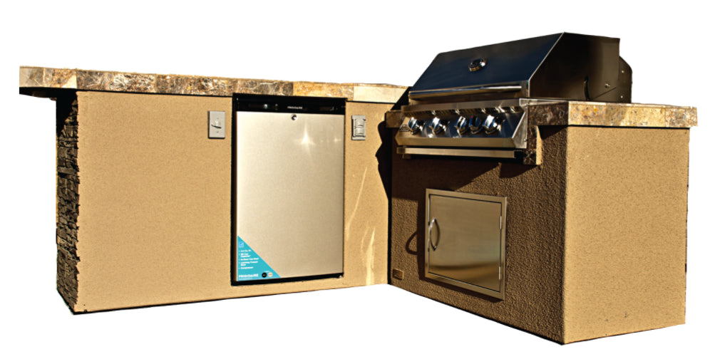 Baja BBQ Island with 4 Burner Built In BBQ Grill and Refrigerator | Kokomo Grills