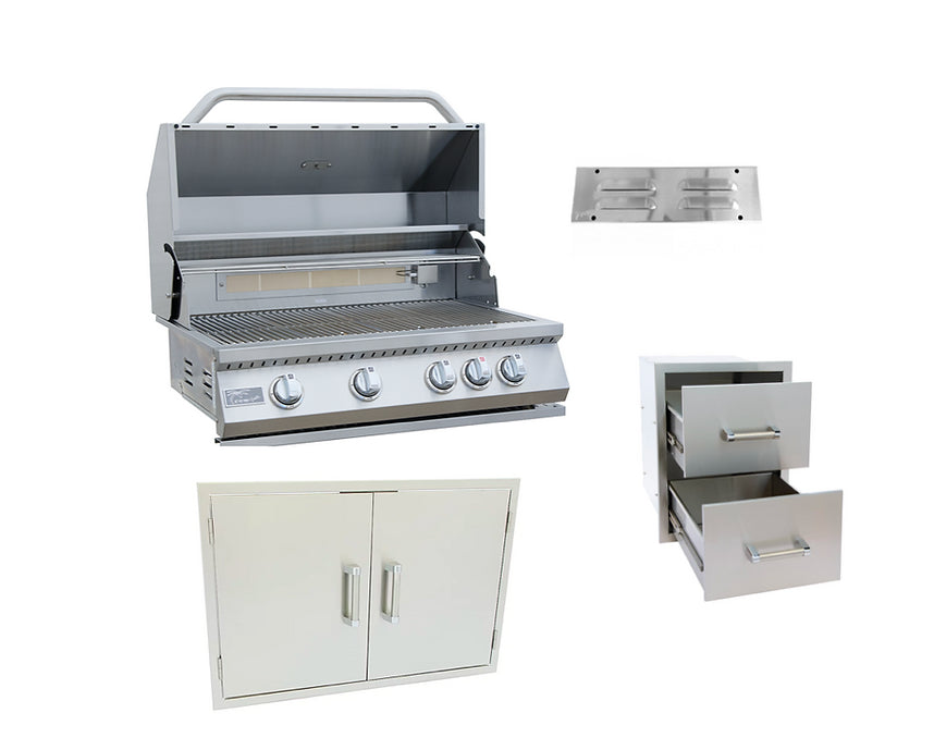 Kokomo Grills 4 Piece Outdoor Kitchen Package KO-3BG-ADD30-DD12-IDVT-LP