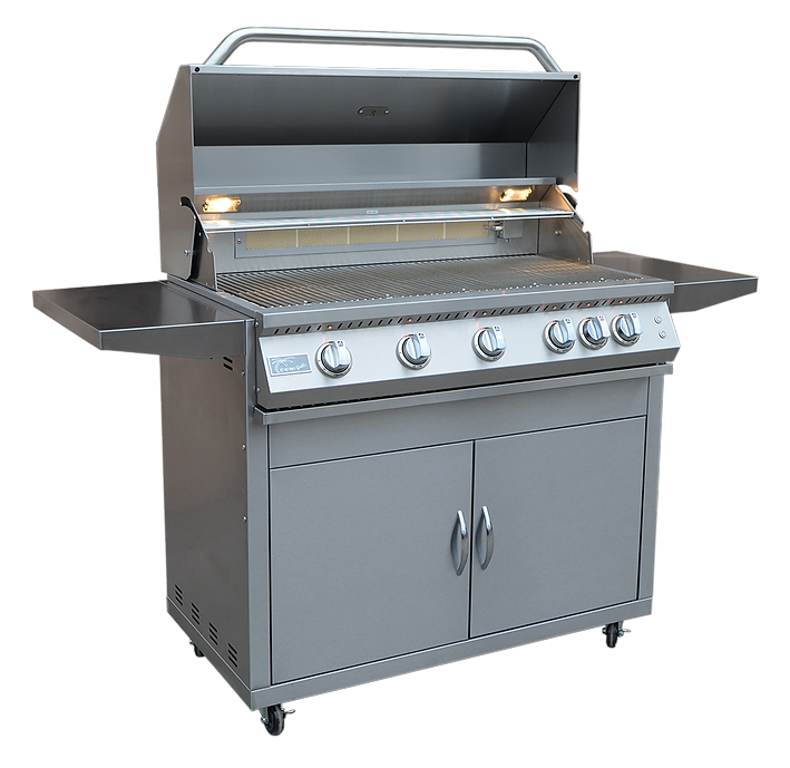 Kokomo Grills Professional 5 Burner 40 Inch Cart Model BBQ Grill With Lights & Locking Casters KO-BAK5BG-PRO+KO-BAK5BG-C-LP