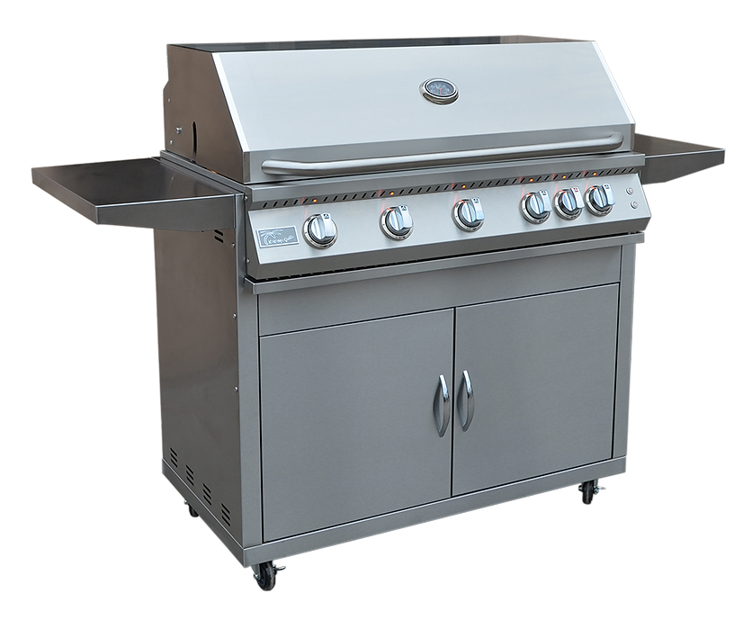 Kokomo Grills Professional 5 Burner 40 Inch Cart Model BBQ Grill With Lights & Locking Casters KO-BAK5BG-PRO+KO-BAK5BG-C-LP