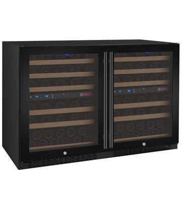 Allavino 47" Wide FlexCount II Tru-Vino 112 Bottle Four Zone Black Side-by-Side Wine Refrigerator