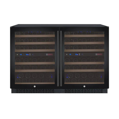 Allavino 47" Wide FlexCount II Tru-Vino 112 Bottle Four Zone Black Side-by-Side Wine Refrigerator