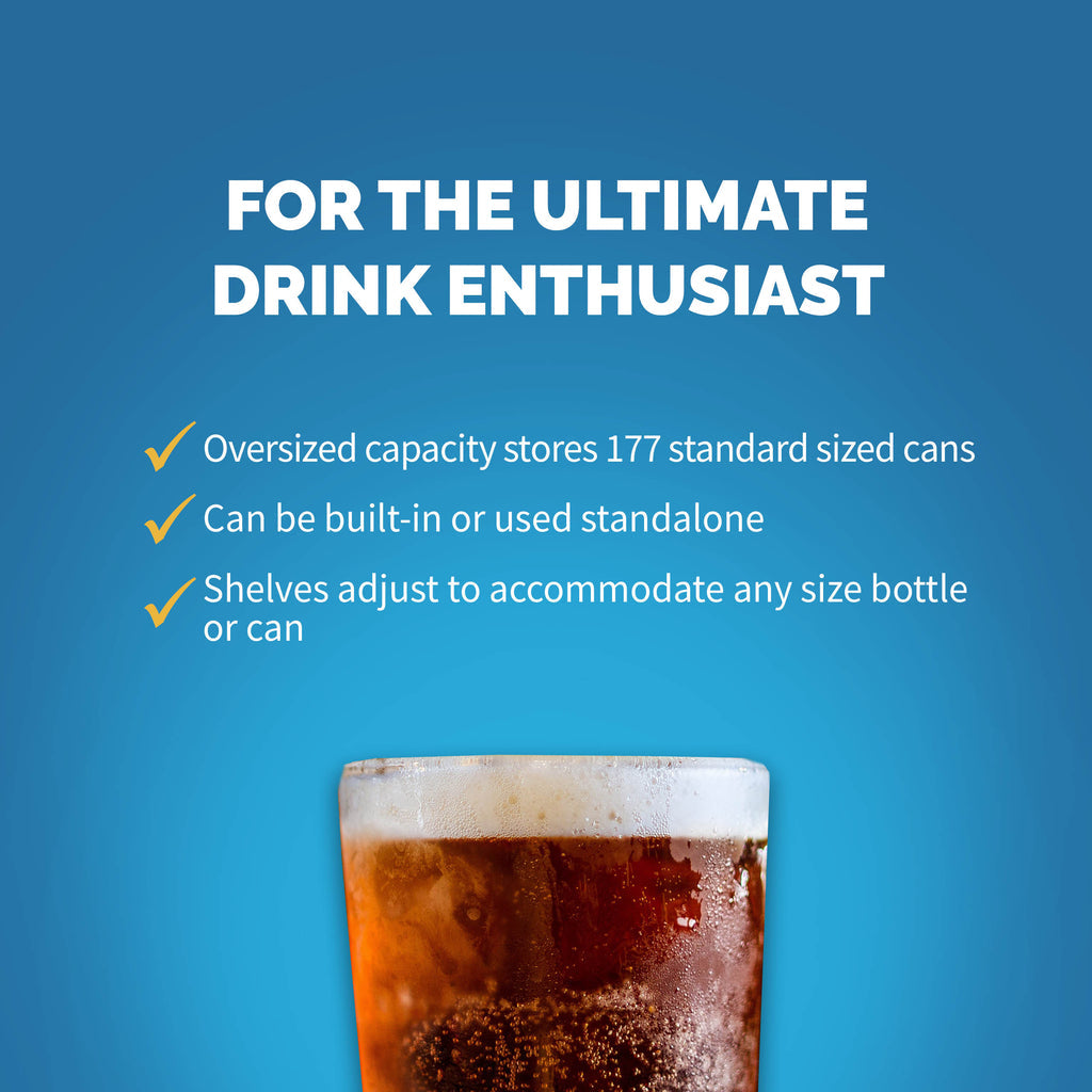 Newair 24” Built-in 177 Can Beverage Fridge in Black Stainless Steel