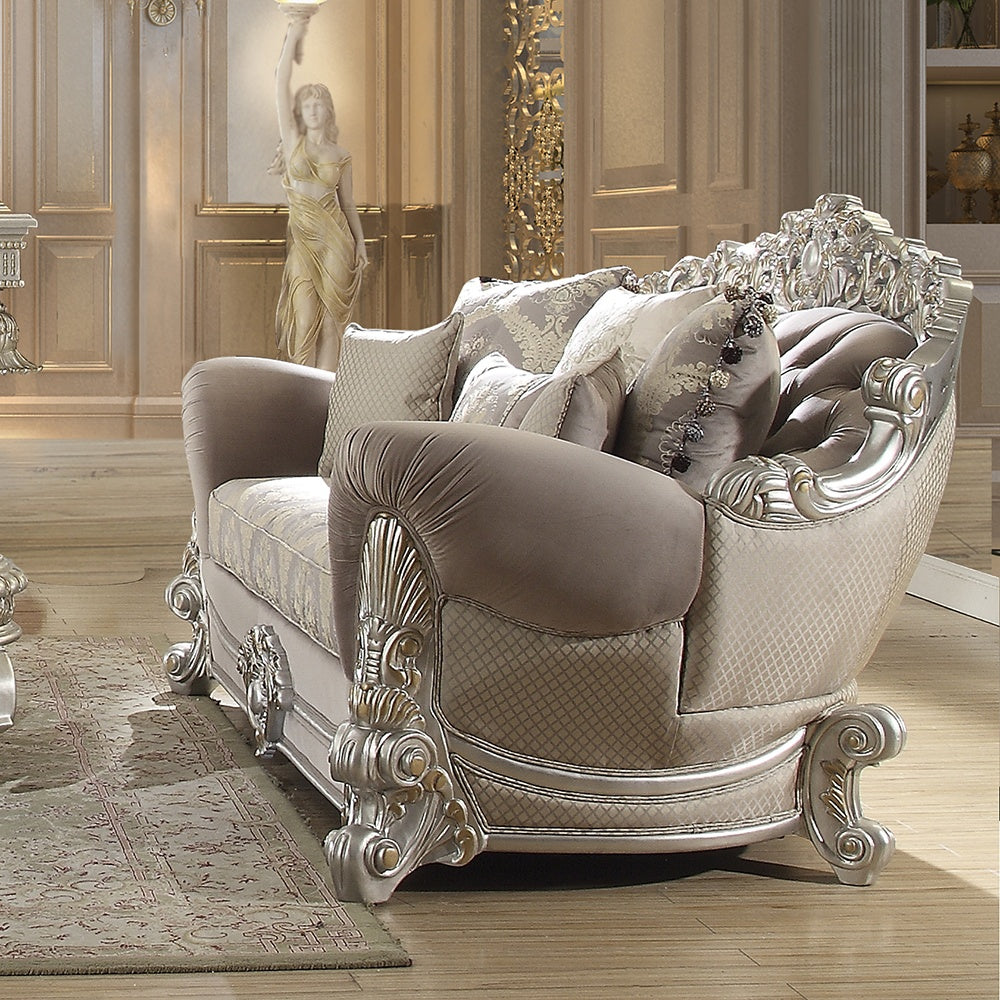 Homey Design Metallic Silver Sofa Set HD-372 – 3PC