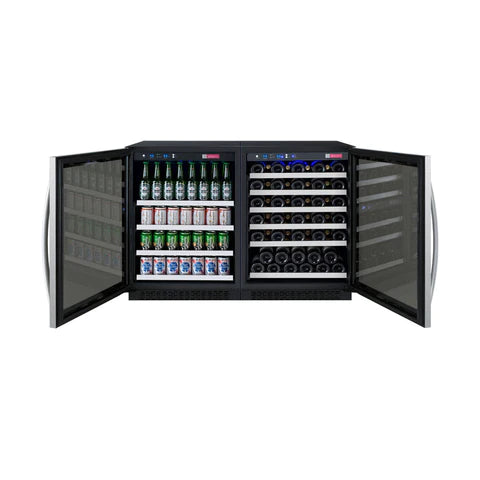 Allavino 47" Wide FlexCount II Series 56 Bottle/154 Can Dual Zone Stainless Steel Side-by-Side Wine Refrigerator/Beverage Center