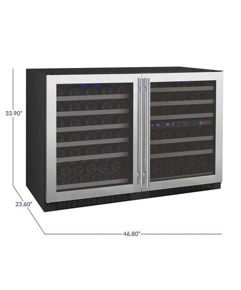 Allavino 47" Wide FlexCount II Tru-Vino 112 Bottle Three Zone Stainless Steel Side-by-Side Wine Refrigerator