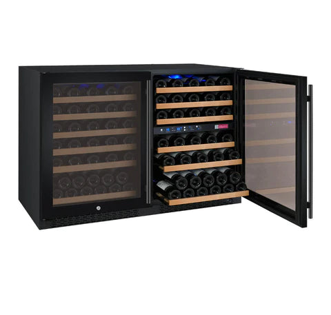 Allavino 47" Wide FlexCount II Tru-Vino 112 Bottle Three Zone Black Side-by-Side Wine Refrigerator