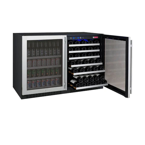 Allavino 47" Wide FlexCount II Series 56 Bottle/154 Can Dual Zone Stainless Steel Side-by-Side Wine Refrigerator/Beverage Center