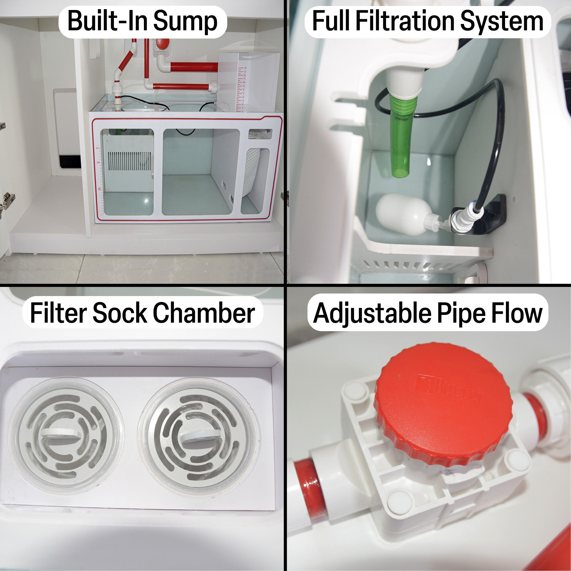 Aqua Dream 130 Gallon Coral Reef Aquarium Tank with Ultra Clear Glass and Built in Sump All Black REEF-1200-BK