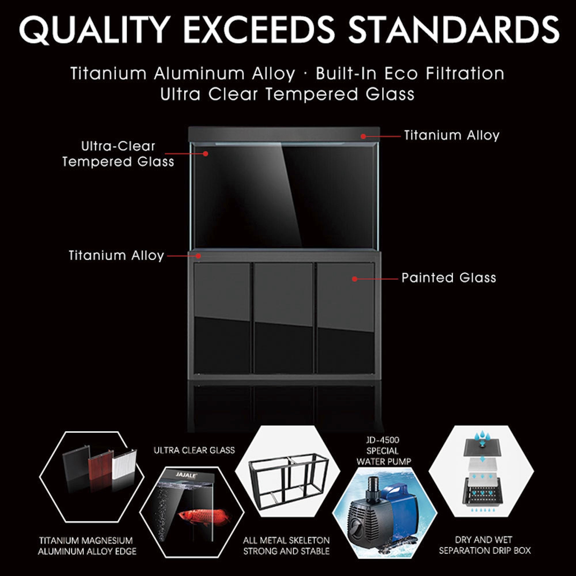 Aqua Dream 135 Gallon Tempered Glass Aquarium White and Gold AD-1260-WT