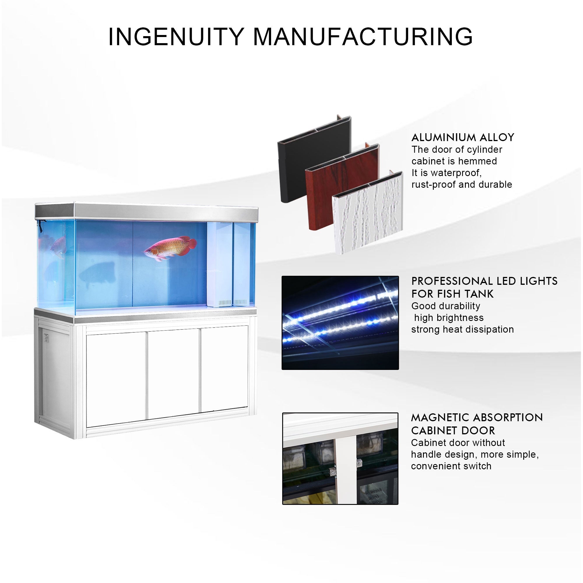 Aqua Dream 145 Gallon Tempered Glass Aquarium White and Silver AD-1260-WS