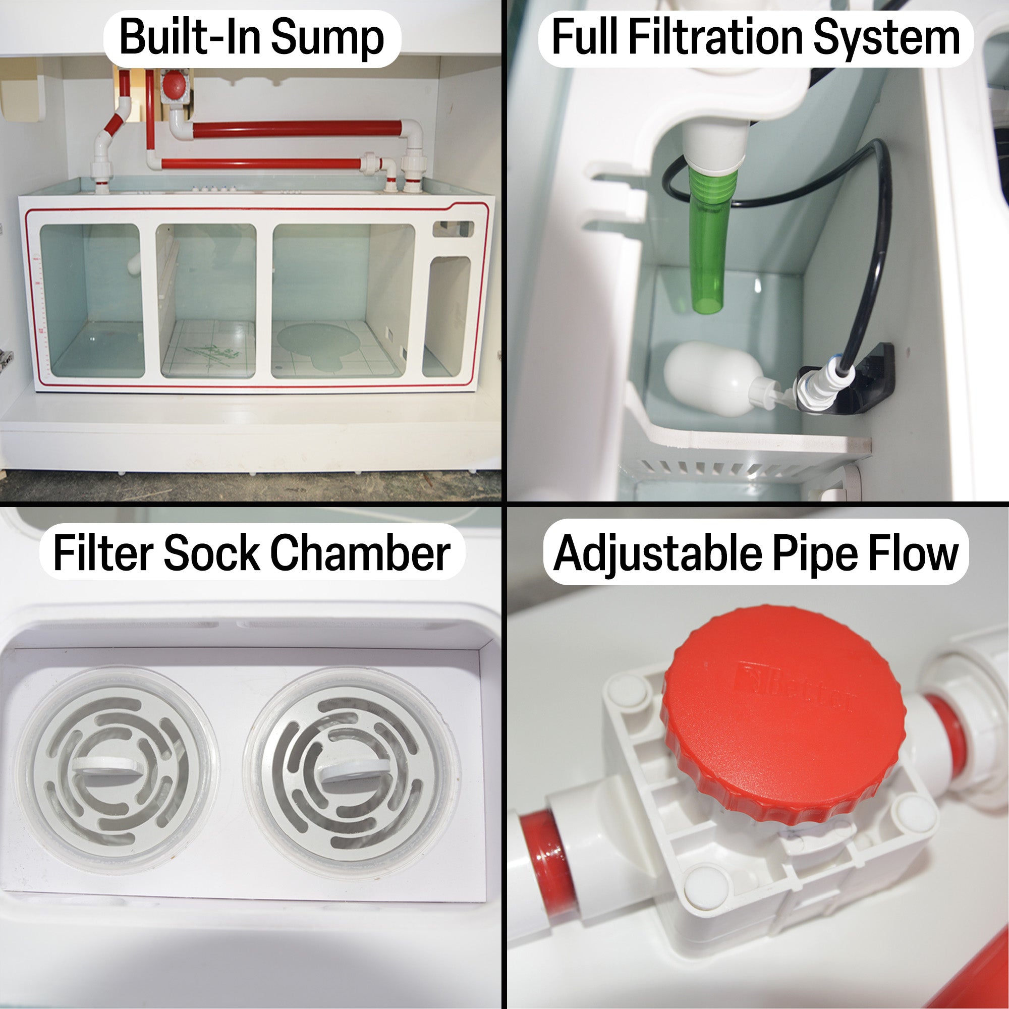 Aqua Dream 250 Gallon Coral Reef Aquarium Tank with Ultra Clear Glass and Built in Sump All Black REEF-2000-BK