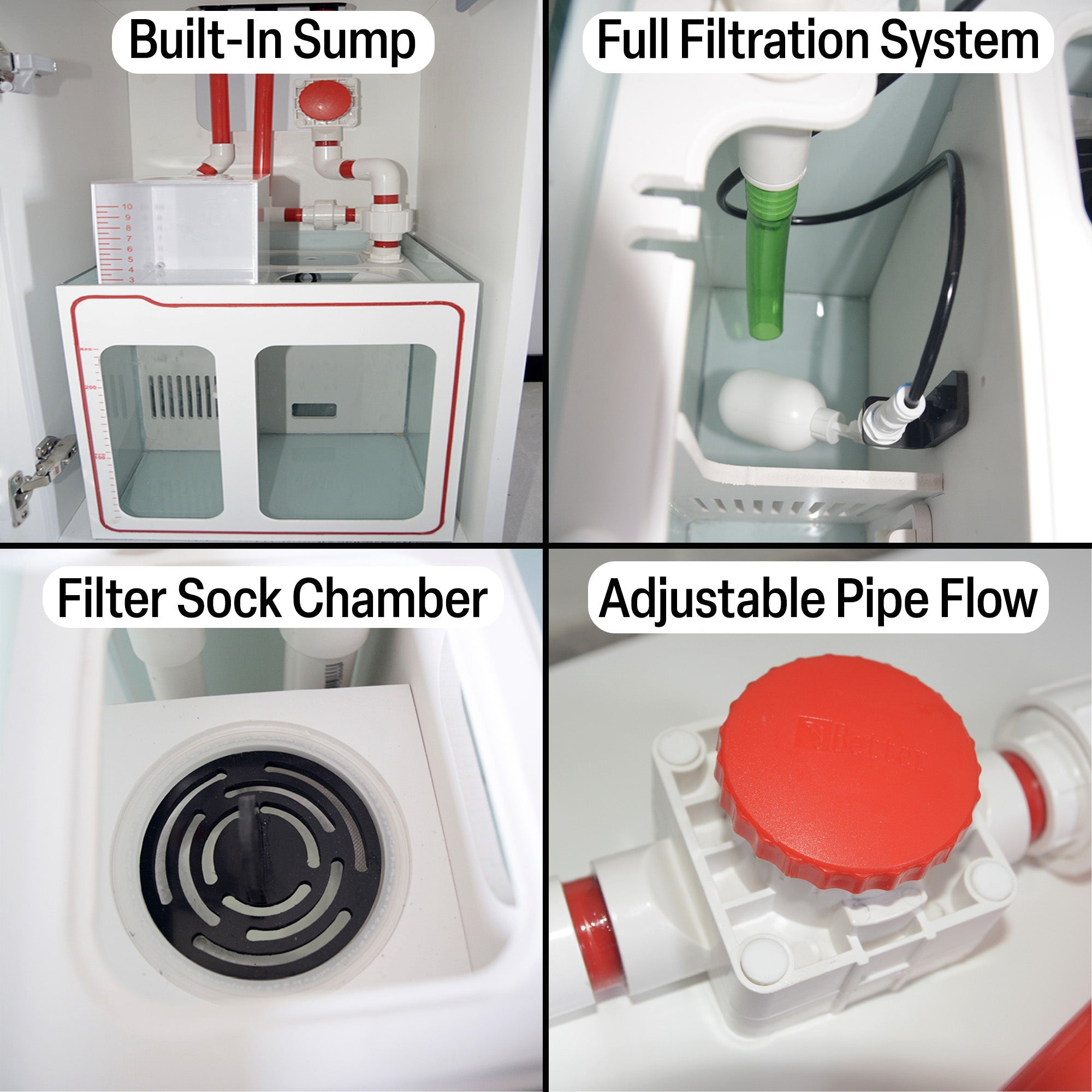 Aqua Dream 50 Gallon Coral Reef Aquarium Tank with Ultra Clear Glass and Built in Sump All White REEF-500-WT