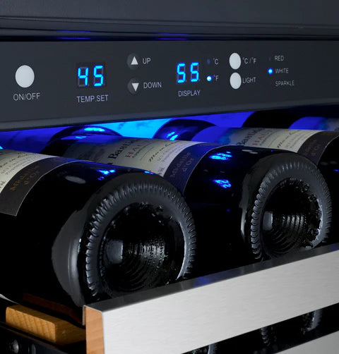 Allavino 47" Wide FlexCount II Series 56 Bottle/154 Can Dual Zone Stainless Steel Side-by-Side Wine Refrigerator/Beverage Center