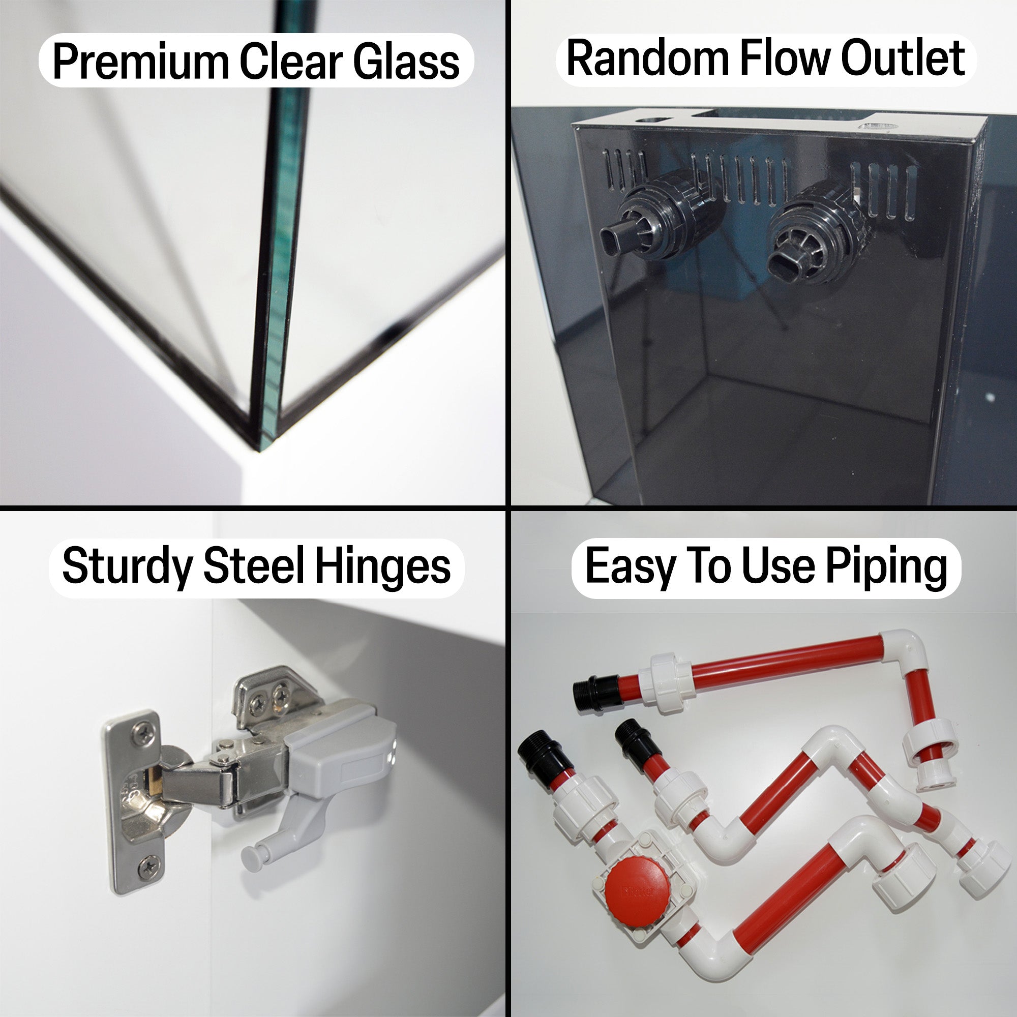 Aqua Dream 130 Gallon Coral Reef Aquarium Tank with Ultra Clear Glass and Built in Sump All Black REEF-1200-BK