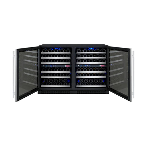 Allavino 47" Wide FlexCount II Tru-Vino 112 Bottle Four Zone Stainless Steel Side-by-Side Wine Refrigerator