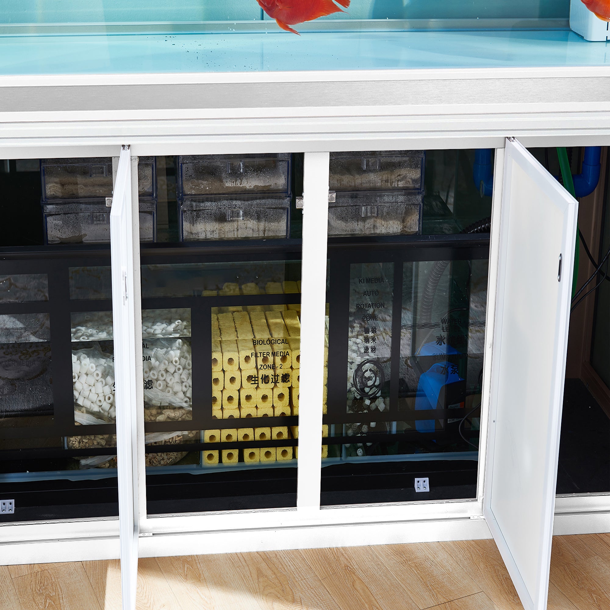 Aqua Dream 145 Gallon Tempered Glass Aquarium White and Silver AD-1260-WS