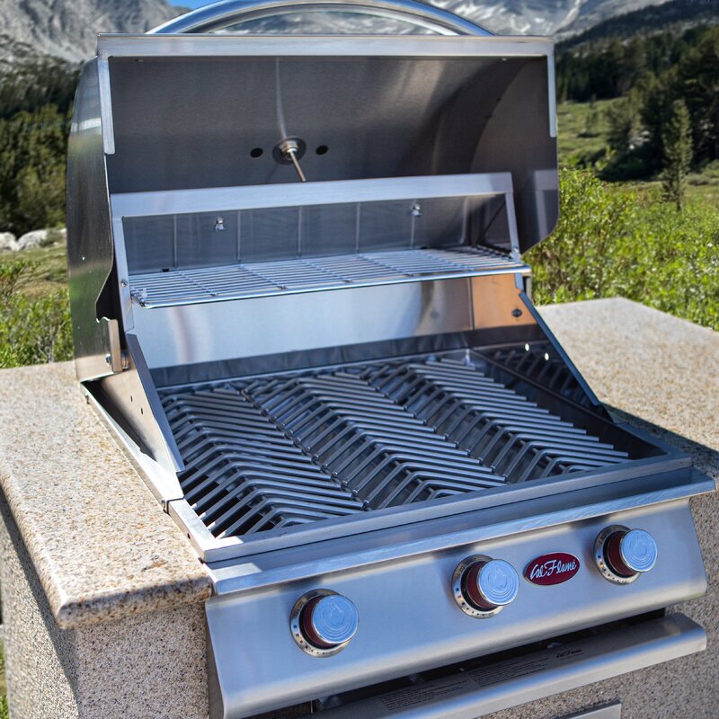 Cal Flame 76 in. Stucco and Granite 3-Burner Propane Gas Grill Island in Stainless Steel LBK622G