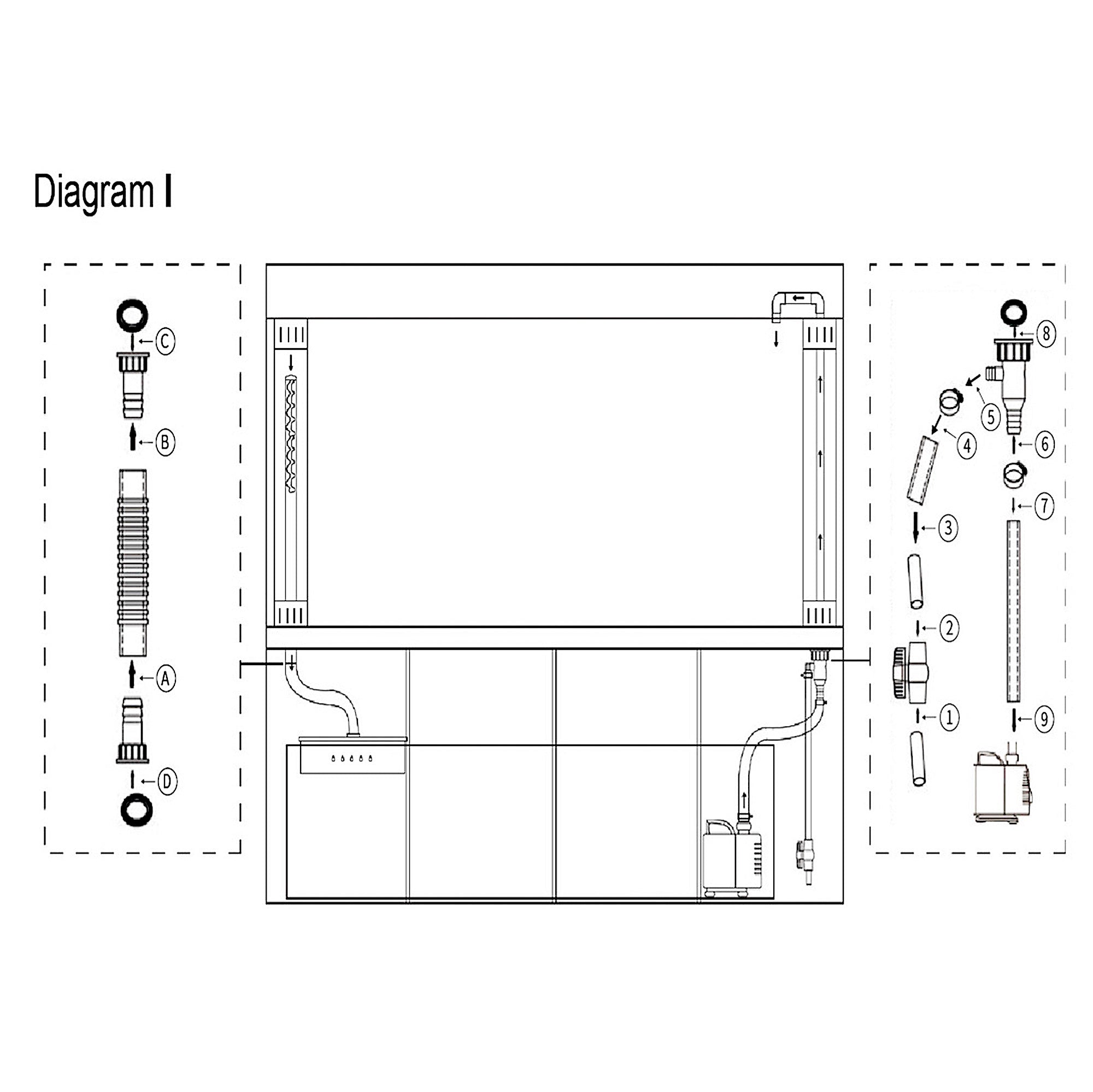 Aqua Dream 135 Gallon Tempered Glass Aquarium Black AD-1260-ABK