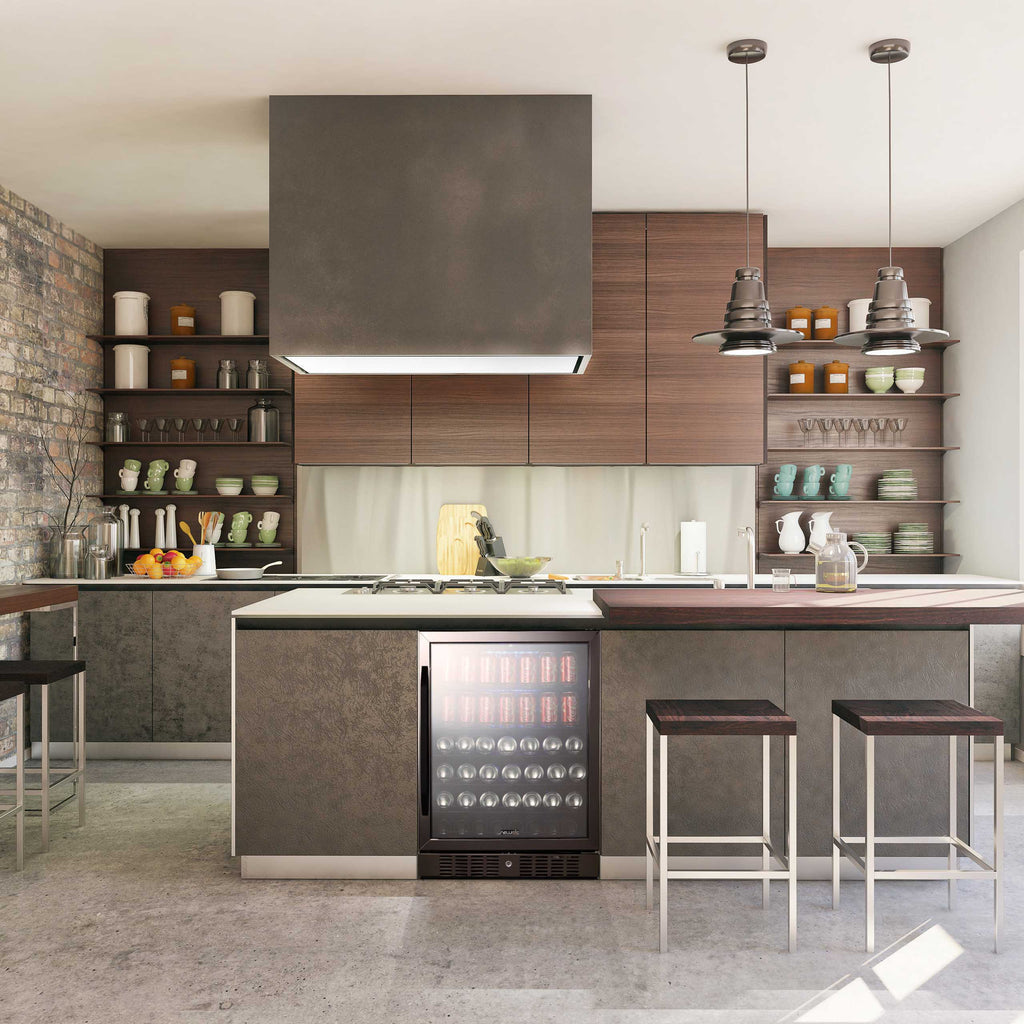 Newair 24” Built-in 177 Can Beverage Fridge in Black Stainless Steel