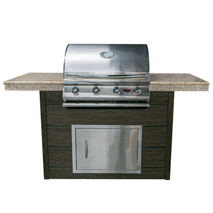 Cal Flame 4 Piece Burner Liquid Propane BBQ Kitchen Island FMN10023