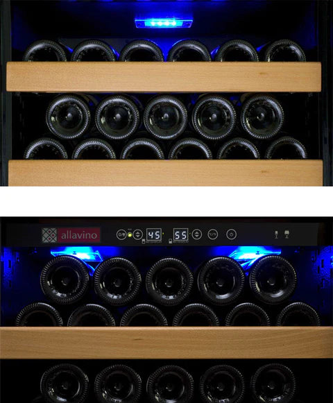 Allavino 63" Wide Vite II Tru-Vino 554 Bottle Dual Zone Black Side-by-Side Wine Refrigerator