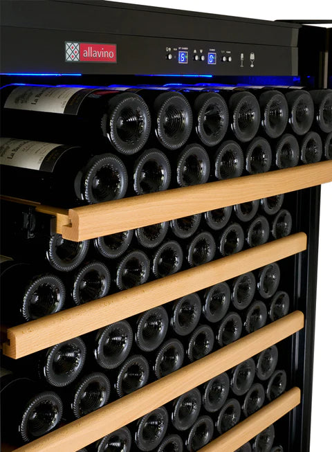 Allavino 63" Wide Vite II Tru-Vino 554 Bottle Dual Zone Black Side-by-Side Wine Refrigerator