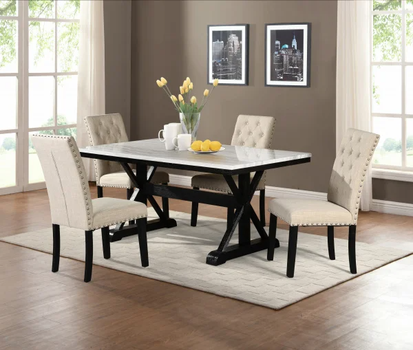 BQF Dining Set, Dining Table w/ Faux Marble Top D115D5