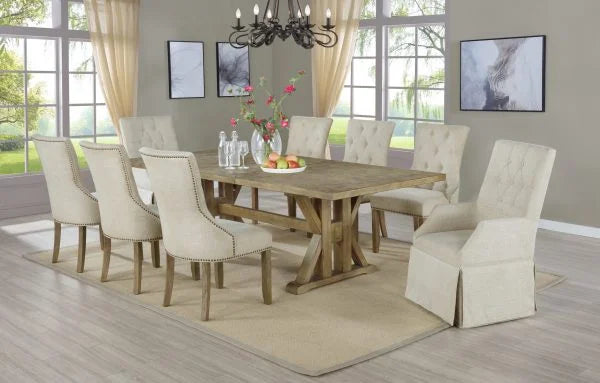 BQF Classic Tufted Beige Dining Set D93D9