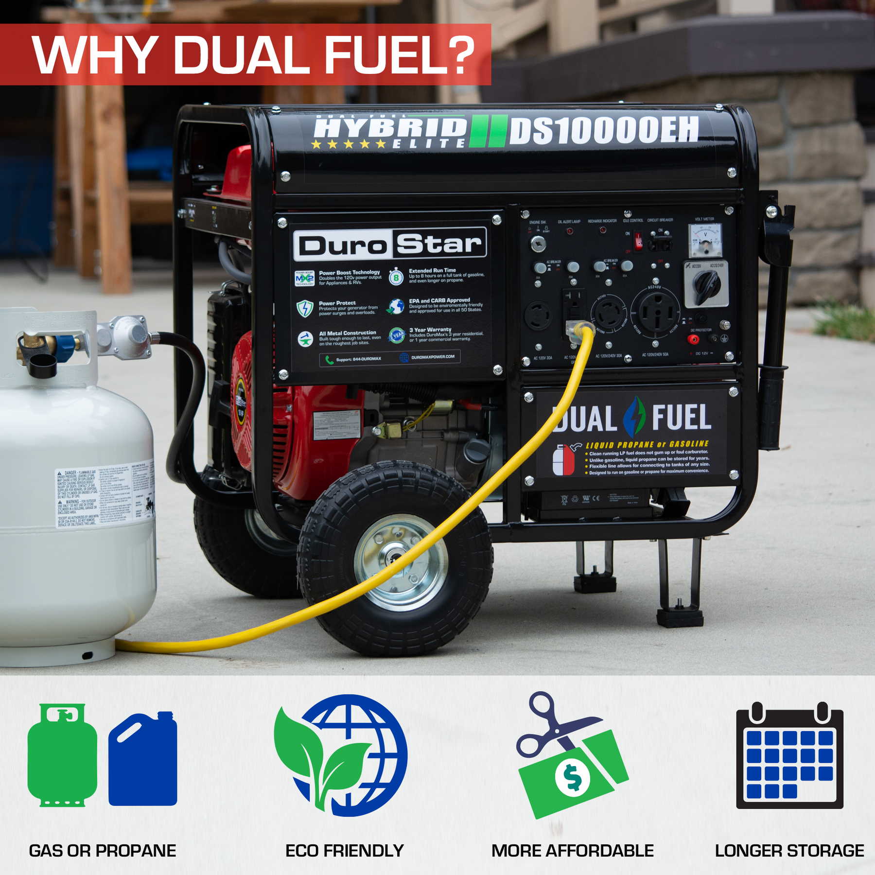 DuroMax 10,000 Watt Dual Fuel Portable Generator DS10000EH