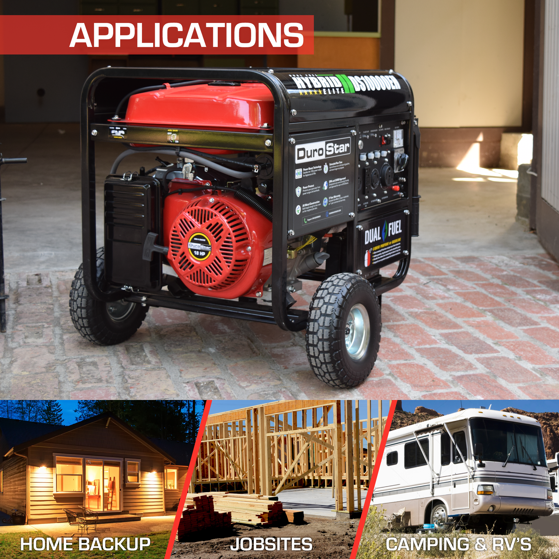 DuroMax 10,000 Watt Dual Fuel Portable Generator DS10000EH